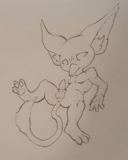 3_toes 4_fingers anthro anus balls beak beak_closed big_ears biped claws empty_eyes erection feet fingers fur genitals hands_behind_back hindpaw lying male male_anthro mouth_closed narrowed_eyes navel nude nude_anthro nude_male on_back pawpads paws penis perineum simple_background small_claws solo spread_legs spreading tail tail_anus tail_tuft three-quarter_view toe_claws toes tuft young young_anthro young_male manekomon deadlock_(game) mythology valve rem_(deadlock) avian chimera dream_creature gryphon mythological_avian mythological_creature 2026 guide_lines hi_res sketch