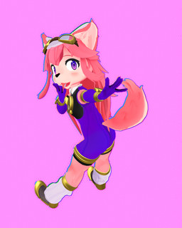 3d_modeling anthro armwear black_clothing black_footwear black_shoes blue_clothing blue_gloves blue_handwear cheek_markings clothing elbow_gloves eyewear eyewear_on_head facial_markings female fluffy fluffy_tail footwear fur gloves goggles goggles_on_head hair handwear hat head_markings headgear headwear jumpsuit long_hair long_socks markings pink_body pink_fur pink_hair purple_eyes socks solo spread_legs spreading tail white_clothing white_footwear white_socks young cyberconnect2 little_tail_bronx solatorobo catchallvirus chocolat_gelato animal_humanoid canid canine caninu canis humanoid mammal mammal_humanoid 3d_(artwork) 4:5 absurd_res digital_media_(artwork) hi_res