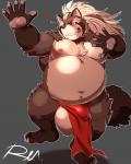 anthro asian_clothing balls belly big_balls brown_body brown_fur bulge clothing east_asian_clothing fundoshi fur genitals humanoid_hands japanese_clothing male moobs navel nipples overweight overweight_anthro overweight_male simple_background solo underwear reclamon lifewonders tokyo_afterschool_summoners goemon_(tas) canid canine mammal raccoon_dog tanuki 2019 4:5 hi_res