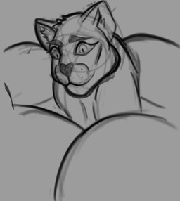 alternate_species anthro big_muscles female furrification huge_muscles hyper hyper_muscles macro muscular muscular_anthro muscular_female solo strong_female transformation jollymuppet demigod felid jaguar mammal pantherine hi_res monochrome portrait sketch