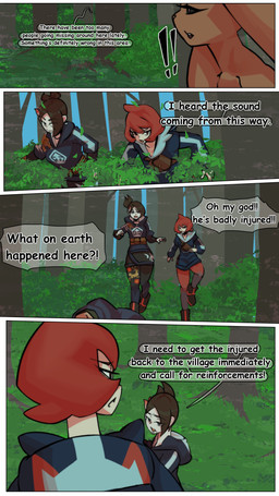 anthro dialogue female feral forest group plant speech_bubble text tree wounded wuwutim nintendo pokemon arezu_(pokemon) mai_(pokemon) alpha_pokemon generation_4_pokemon human lopunny mammal pokemon_(species) 4k 9:16 absurd_res comic english_text hi_res gynomorph_(lore)