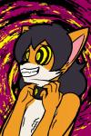 ambiguous_gender anthro black_hair collar control_collar fur hair hypnosis mind_control multicolored_body multicolored_fur orange_body orange_fur ringed_eyes shaking smile solo spiral white_body white_fur jasentamiia renee_(jasen_tamiia) canid canine fox mammal 2015 2:3 hi_res