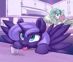 duo feathered_wings feathers female feral horn inside wings dimfann friendship_is_magic hasbro my_little_pony mythology princess_celestia_(mlp) princess_luna_(mlp) equid equine mammal mythological_creature mythological_equine winged_unicorn 2016 hi_res