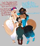 big_breasts breasts cleavage clothed clothing female group heart_symbol larger_female not_furry size_difference thick_thighs wide_hips tingtongten humanoid hi_res