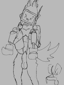 anthro busque_riozzy duo electronics female machine male male/female television protogen hex_(disambiguation) 3:4 hi_res monochrome