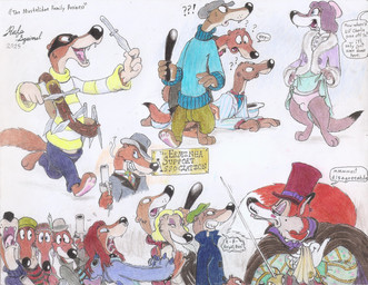 alternative_fashion ambiguous_gender anthro aristocrat bandolier barefoot billy_club blouse bodysuit bracelet british cape cigarette clenched_teeth clothed clothing clothing_lift coat collar criminal curious dialogue double_take dress facial_hair facial_piercing fedora feet female flapper flashing flat_cap frown fur_coat gang gangster group gun hair handgun hankerchief hat headgear headwear jewelry kigurumi long_hair makeup male markings mascot_costume mask melee_weapon mole_(marking) mustache nose_piercing nose_ring onesie panties pattern_clothing pencil_mustache piercing ranged_weapon rapier ring_piercing scared sign skinsuit speech_bubble spiked_bracelet spiked_collar spikes striped_clothing stripes sweater sword teeth threatening threatening_with_weapon throwing_knife tight_clothing toony top_hat topwear trenchcoat turtleneck underwear villainous weapon yelling zoot_suit rufe_squirrel conker's_bad_fur_day disney lilo_and_stitch rareware stitch_(lilo_and_stitch) canid canine fox mammal mustelid musteline true_musteline weasel absurd_res hi_res traditional_media_(artwork)