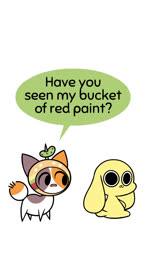 :3 anthro big_ears big_eyes clothed clothing costume duo female feral floppy_ears fluffy fluffy_tail food food_costume fur humor male male/female mottled paint paws pickle_(food) piebald pun red_handed red_paint red_paws simple_background smile speech_bubble tail text yellow_body yellow_fur kyrakupetsky chikn_nuggit cheezborger_(chikn_nuggit) chikn_nuggit_(chikn_nuggit) calico_cat canid canine canis domestic_cat domestic_dog felid feline felis mammal 2021 9:16 animated digital_media_(artwork) english_text hi_res short_playtime sound voice_acted webm female_(lore) male_(lore)