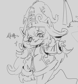 biped blep closed_smile clothed clothed_female clothed_humanoid clothing cute_fangs ears_through_headwear eyebrow_through_hair eyebrows eyelashes fangs female female_humanoid fully_clothed fully_clothed_female fully_clothed_humanoid grey_background hair hair_between_eyes hat headgear headwear humanoid_pointy_ears long_hair looking_at_viewer mouth_closed pointy_ears simple_background smile solo sparkles spread_fingers standing straight_arms teeth text three-quarter_view tongue tongue_out translucent translucent_hair witch_hat meckmeck00124 league_of_legends riot_games tencent lulu_(lol) humanoid yordle 2024 black_and_grey digital_drawing_(artwork) digital_media_(artwork) korean_description korean_text monochrome portrait sketch three-quarter_portrait translated