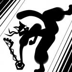 action_pose ambiguous_gender clothed clothing fighting_pose geometric_background keyblade kick melee_weapon on_one_leg pose silhouette simple_background standing weapon white_background wateryumi kingdom_hearts square_enix roberto_larcen domestic_cat felid feline felis mammal 1:1 absurd_res black_and_white digital_drawing_(artwork) digital_media_(artwork) hi_res high_contrast line_art monochrome