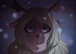 anthro antlers blonde_hair constricted_pupils female floppy_ears freckles fur green_eyes hair horn long_hair looking_at_viewer monotone_body monotone_fur monotone_hair o_o open_mouth platinum_blonde pupils red_nose scared simple_background small_pupils snow snowgrave solo spoiler stare wide_eyed cellydawn deltarune undertale_(series) noelle_holiday deer mammal new_world_deer reindeer digital_media_(artwork) hi_res