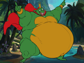 3_toes 4_fingers anthro belly biceps big_belly biped bodily_fluids bottomless bracelet cape cape_only claws clothed clothing crown detailed_background drooling fangs feet fingers gem gesture gold_(metal) gold_bracelet gold_jewelry green_body green_scales hand_gesture headgear huge_belly hyper hyper_belly jewelry king licking licking_lips licking_own_lips love_handles male morbidly_obese morbidly_obese_anthro morbidly_obese_male mostly_nude muscular muscular_anthro muscular_male navel obese obese_anthro obese_male open_mouth open_smile outie_navel outside overweight overweight_anthro overweight_male pecs photo_background pink_tongue plantigrade pointing quads royalty saliva scales self_lick sharp_teeth smile snout solo standing teeth toe_claws toes tongue tongue_out topless white_claws itzcharlie donkey_kong_(series) nintendo king_k._rool crocodile crocodilian kremling reptile scalie 2019 4:3 digital_media_(artwork) photography_(artwork) shaded