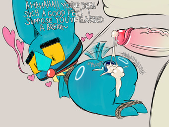 after_anal after_sex ankles_tied anthro anus anus_focus arms_tied ass_up ball_gag bat_wings bdsm bent_over big_anus big_butt big_ears big_eyes big_penis black_eyes blue_body blue_ears blue_fur blue_nose blush blush_lines bodily_fluids bondage bottom_heavy bound butt butt_focus collar constricted_pupils cum cum_fart cum_in_ass cum_inside cum_on_penis cum_string dialogue duo exclamation_point eyewear eyewear_on_head eyewear_only flustered fur fur_tuft gag gaping gaping_anus genital_fluids genitals glasses glasses_only hands_behind_back happy heart_symbol hearts_around_head holding_leash holding_object huge_butt huge_hips leaking leaking_anus leaking_cum leash legs_tied long_ears looking_back lying male male/male membrane_(anatomy) membranous_wings mostly_offscreen_character muscular neck_tuft nerd nude on_front pear-shaped_figure penis pet_praise praise puffy_anus pupils rear_view restraints rope rope_bondage shocked short short_tail shortstack shortstack_male simple_background sketchy small_pupils tail tail_motion tailwag teal_body teal_fur text thick_thighs thin_tail three-quarter_view toony toony_expression tuft wearing_glasses wide_hips wings yellow_body yellow_eyes yellow_eyewear yellow_fur yellow_glasses yellow_sclera jotarofur cartoon_network mao_mao:_heroes_of_pure_heart eugene_(mao_mao) king_snugglemagne_xxv bat mammal 4:3 hi_res sketch