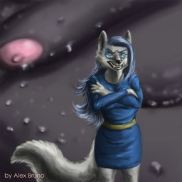 angry anthro areola belly big_areola big_belly big_breasts big_nipples black_body blobby blue_clothing blue_dress blue_eyes blue_hair bodily_fluids breasts clothed clothed/nude clothing dress duo fangs female female/female frown fur glowing glowing_eyes grey_body grey_fur hair huge_belly huge_breasts hyper hyper_belly hyper_breasts long_hair looking_at_viewer morbidly_obese morbidly_obese_anthro morbidly_obese_female nipples non-mammal_nipples nude obese obese_anthro obese_female overweight overweight_anthro overweight_female protective size_difference snarling sweat sweatdrop sweaty_belly tail teeth text weight_difference alex_bruno natasha_incubo samantha_corvo avian bird canid canine canis corvid corvus_(genus) coyote mammal oscine passerine raven 1:1 artist_name digital_media_(artwork) hi_res source_request
