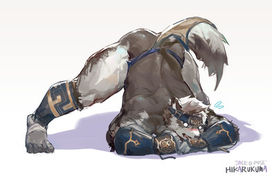 accessory anthro ass_up back_muscles blush bottomwear bottomwear_aside butt butt_from_the_front clothing clothing_aside embarrassed fur headband jack-o'_pose loincloth loincloth_aside male multicolored_body multicolored_fur muscular muscular_anthro muscular_male pose shocked solo two_tone_body two_tone_fur wind daylightallure lifewonders tokyo_afterschool_summoners horkeu_kamui_(tas) canid canine canis mammal wolf hi_res