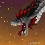 feral fire_background forked_tongue male roaring solo tongue wyirmblood mythology sikav_farkas dragon mythological_creature mythological_scalie scalie 1:1