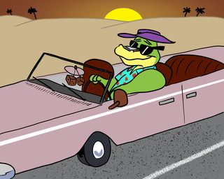 anthro car clothed clothing countershading eyewear green_body inside_car inside_vehicle male outside shirt sitting solo sun sunglasses topwear vehicle sobieniak brok_the_investigator cowcat_games brok_(brok_the_investigator) alligator alligatorid crocodilian reptile scalie 2021 5:4 hi_res