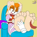 5_toes anthro barefoot chair clothing disembodied_hand dress duo feet female foot_fetish furniture humanoid_feet laugh plantigrade soles solo_focus stool tickling tickling_feet toes sorcererlance sega sonic_the_hedgehog_(series) vanilla_the_rabbit lagomorph leporid mammal rabbit 1:1 digital_media_(artwork) hi_res