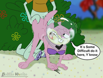 all_fours anthro bottomless butt clothed clothing female genitals male nude open_mouth outside penis sex shaved steam tail text underwater water bolillo_werito nickelodeon spongebob_squarepants sandy_cheeks squidward_tentacles cephalopod coleoid eastern_grey_squirrel grey_squirrel mammal marine mollusk octopodiform octopus rodent sciurid tree_squirrel absurd_res english_text hi_res