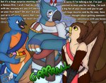 male male/male text tastytales breath_of_the_wild nintendo the_legend_of_zelda kass_(tloz) kerik_(silenttempest) neptune_mereaux accipitrid accipitriform avian bird bluebird buteo chickenhawk eastern_bluebird oscine passerine red-tailed_hawk rito thrush_(bird) english_text hi_res