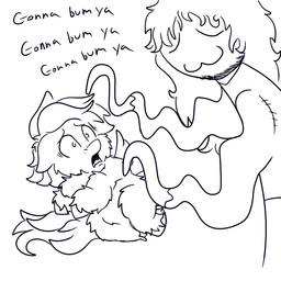 :3 ambiguous_feral ambiguous_gender beard clothed clothed_humanoid clothing constricted_pupils dialogue duo eyes_closed facial_hair feral hair hooves imminent_rape imminent_sex looking_at_another male male_humanoid noodle_arms open_mouth pupils quadruped scared small_pupils tail text young young_ambiguous young_feral anonymous_artist fluffy_pony fluffy_pony_(species) humanoid mammal 1:1 black_and_white digital_media_(artwork) english_text monochrome