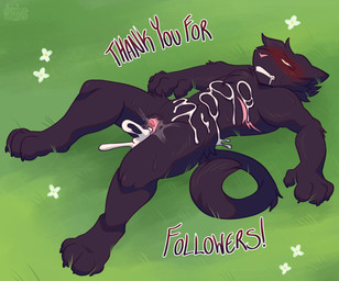 andromorph anthro big_clitoris black_body black_fur blush blush_lines blushing_profusely bodily_fluids cheek_tuft chest_tuft clitoris cum cum_in_vagina cum_inside cum_on_body cum_writing enlarged_clitoral_glans exaggerated_mastectomy_scar facial_tuft fur genital_fluids genitals humanoid_genitalia humanoid_vulva intersex lying lying_on_grass lying_on_ground mastectomy_scar on_back on_ground outdoor_nudity outside scar solo sweat sweatdrop tuft vaginal_fluids vulva lustwasp zach_(lustwasp) domestic_cat felid feline felis mammal absurd_res hi_res trans_(lore) trans_man_(lore)