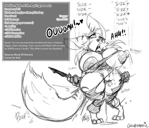 after_transformation ahegao anthro areola big_breasts bodily_fluids breast_expansion breasts clothing cursed_object dagger dialogue expansion female gameplay_mechanics genital_fluids genitals heart_symbol huge_breasts huge_thighs looking_pleasured melee_weapon moan nipples open_mouth puffy_areola shortstack solo sound_effects tail text thick_thighs thigh_expansion tongue tongue_out torn_clothing transformation vaginal_fluids vulva wardrobe_malfunction weapon wide_hips glubtastic blizzard_entertainment warcraft canid canine fennec_fox fox mammal true_fox vulpera 2023 english_text hi_res monochrome signature