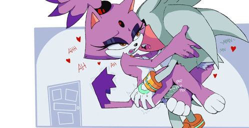 anthro duo female male male/male trenchtoony sega sonic_the_hedgehog_(series) blaze_the_cat silver_the_hedgehog
