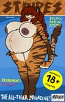 anthro belly belly_blush big_belly big_breasts bikini biped blush body_blush breasts clothed clothing curvy_figure erect_nipples female fur hair huge_breasts looking_at_viewer nipples nude pregnant pregnant_anthro pregnant_female red_hair simple_background smile solo stretch_marks stripes swimwear tail text thick_thighs two-piece_swimsuit voluptuous wide_hips mexifurfoof edith_(mexifurfoof) felid mammal pantherine tiger aliasing cover digital_drawing_(artwork) digital_media_(artwork) english_text hi_res magazine_cover