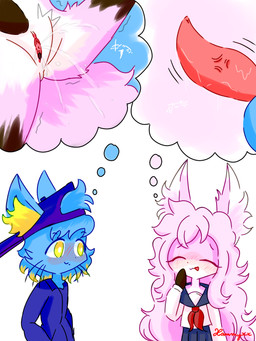 adolescent animal_genitalia animal_penis anthro asian_clothing balls big_tail blonde_hair blue_body blue_bottomwear blue_clothing blue_ears blue_fur blue_hair blue_hat blue_headwear blue_hoodie blue_skirt blue_topwear blush bodily_fluids bottomwear brown_body brown_fur butt clothed clothing dipstick_ears duo ear_markings east_asian_clothing ejaculation erection eyes_closed facial_scar female fully_clothed fur genital_fluids genitals hair hat headgear headwear hoodie imagination inner_ear_fluff japanese_clothing japanese_school_uniform long_hair looking_at_another male multicolored_ears nude nude_anthro nude_female open_mouth penis pink_body pink_ears pink_fur pink_hair pink_tail scar school_uniform serafuku shaking short_hair simple_background skirt smile tail topwear tuft uniform vaginal_fluids vaginal_squirting vulva white_background white_body white_clothing white_ear_tips white_fur white_inner_ear_fluff white_topwear yellow_ear_fluff yellow_eyes young young_anthro young_female young_male conditional_dnp xammyxx sakura_(xammyxx) steve_(xammyxx) canid canine domestic_cat felid feline felis fox mammal 2025 3:4 absurd_res digital_media_(artwork) hi_res ibispaint_(artwork) shaded signature watermark