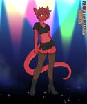 abstract_background ambiguous_anthro ambiguous_gender anthro bangs biped black_boots black_clothing black_crop_top black_footwear black_miniskirt black_shirt black_topwear boots claws closed_smile clothed clothed_ambiguous clothed_anthro clothing collarbone crop_top ears_outwards finger_claws footwear fur green_eyes high_heeled_boots high_heels legwear light light_beam long_tail looking_away midriff moon_necklace moon_symbol mouth_closed navel nightclub non-mammal_navel parted_bangs pivoted_ears pointy_ears prick_ears pupils shirt shoes skimpy skindentation slim_ambiguous slim_anthro slit_pupils smile snout solo sparkles standing tail tapering_tail thigh_highs topwear terrathewizard mythology terra_(terrathewizard) dragon furred_dragon furred_scalie mythological_creature mythological_scalie scalie wingless_dragon 2025 dated digital_drawing_(artwork) digital_media_(artwork) english_description full-length_portrait hi_res portrait andromorph_(lore)