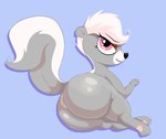 anus big_butt butt eyeshadow female feral fur grey_body grey_fur hair huge_butt makeup pink_eyes presenting presenting_hindquarters simple_background solo white_hair hell99999 hasbro littlest_pet_shop littlest_pet_shop_(2012) pepper_clark mammal mephitid skunk hi_res