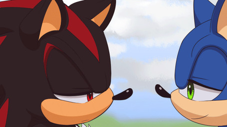 anthro black_body black_fur blue_body blue_fur blush cloud duo eye_contact eyes_closed fur green_eyes hug kissing looking_at_another looking_at_partner male male/male on_model outside plant red_eyes text tree wind myly14 sega sonic_the_hedgehog_(series) shadow_the_hedgehog sonic_the_hedgehog eulipotyphlan hedgehog mammal 16:9 2015 animated english_text widescreen