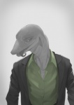 anthro clothed clothing front_view male simple_background solo white_background meammy lizard reptile scalie