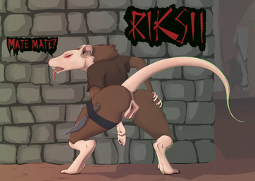 anthro anus brown_body brown_fur butt butt_grab clothing dagger female fur genitals hand_on_butt looking_at_viewer looking_back melee_weapon nude open_mouth presenting presenting_hindquarters red_eyes semi-anthro solo spread_legs spreading standing tail_anus teeth text tongue tongue_out vulva weapon sabrotiger warhammer_(franchise) warhammer_fantasy riksii mammal murid rodent skaven 2018 absurd_res digital_media_(artwork) english_text hi_res