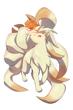 9_tails ambiguous_feral ambiguous_gender dipstick_tail duo eyes_closed feral fur looking_at_another markings multi_tail open_mouth orange_body paws red_eyes simple_background size_difference tail tail_markings tan_body tan_fur white_background yellow_body yellow_fur nullma nintendo pokemon canid castform elemental_creature generation_1_pokemon generation_3_pokemon mammal ninetales pokemon_(species) sunny_castform 2026 digital_media_(artwork)