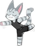 anthro female happy simple_background solo sport yoga riolutiny animal_crossing nintendo lolly_(animal_crossing) domestic_cat felid feline felis mammal hi_res