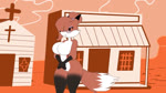 anthro big_breasts bouncing_breasts breasts curvy_female curvy_figure eyewear featureless_breasts featureless_crotch female glasses hair hair_bun hair_over_eye mature_female nude old_west one_eye_obstructed orange_background simple_background solo tail tail_motion tailwag walking chochi auntie_vixen canid canine fox mammal 2024 animated no_sound short_playtime webm