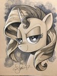 female horn lidded_eyes looking_at_viewer solo andy_price equestria_girls hasbro my_little_pony mythology sunset_shimmer_(eg) equid equine mammal mythological_creature mythological_equine unicorn 2017 3:4 bust_portrait hi_res monochrome portrait