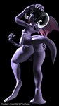 2_horns 5_fingers balls bedroom_eyes big_butt black_hair butt butt_grab claws condom digitigrade femboy fingers genitals hair hand_on_butt hands_above_head horn inviting looking_at_viewer male membrane_(anatomy) membranous_wings multi_arm multi_limb narrowed_eyes nipples not_furry nude pink_nipples pose presenting purple_body rear_view seductive sexual_barrier_device solo standing tail tail_aside text tongue tongue_out unused_condom wings wrapped_condom slickonahole mythology gaelin_(slickonahole) animal_humanoid dragon dragon_humanoid humanoid mythological_creature mythological_scalie scalie 3d_(artwork) 9:16 digital_media_(artwork) hi_res pinup url