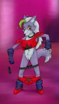 age_regression aged_down anthro clothed clothing ear_piercing female fingers flat_chested fur genitals hair loli long_hair narrow_hips navel partially_clothed piercing purple_body purple_fur pussy solo standing thin_calves thin_legs thin_thighs wardrobe_malfunction white_hair yellow_eyes young young_anthro animew five_nights_at_freddy's five_nights_at_freddy's:_security_breach scottgames steel_wool_studios roxanne_wolf canid canine canis mammal wolf 2022 digital_media_(artwork) hi_res