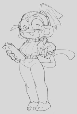 anthro barefoot bottomless clothed clothing eyewear feet female glasses plantigrade solo toes wamudraws bloons_tower_defense ninja_kiwi patch_(bloons) haplorhine mammal monkey primate 2022 greyscale monochrome