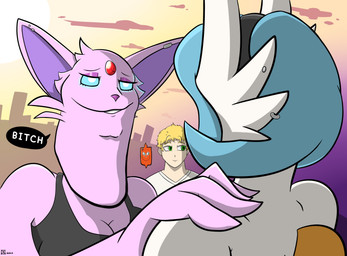 anthro blonde_hair blue_eyes blue_hair female glowing glowing_eyes green_eyes group hair headgear impending_doom looking_at_another makeup male piercing purple_body smile sunrise yangyin akakichi_no_eleven_redraw nintendo pokemon alex_(gammainks) mandy_(gammainks) vanessa_(gammainks) animate_inanimate eeveelution espeon generation_2_pokemon generation_4_pokemon generation_6_pokemon human humanoid mammal mega_evolution mega_gardevoir pokemon_(species) rotom rotom_phone shiny_pokemon absurd_res hi_res meme
