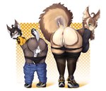 absurd_res ahoge anthro anus balls bent_over bent_over_with_legs_held_straight big_balls big_breasts big_butt big_ears big_tail black_clothing black_panties black_underwear blue_eyes bottomwear braided_hair breasts brown_body brown_fur bubble_butt butt butt_size_difference clothed clothing curvy_figure cute_fangs denim denim_bottomwear denim_clothing duo eyewear felid feline felis female footwear foreskin from_behind_position fur fuwari_(skylinerpl) genitals glasses grey_body grey_fur hair hi_res huge_breasts huge_butt jeans jeans_down kemono larger_female legwear long_hair looking_at_viewer looking_back looking_back_at_viewer lynx male mammal markings multicolored_body multicolored_fur panties panties_down pants pantyhose pantyhose_down partially_clothed penis pink_anus plump_labia presenting presenting_anus presenting_balls presenting_hindquarters presenting_pussy pussy rear_view sex shirt shoes short_tail simple_background size_difference skot_(skylinerpl) skylinerpl slightly_chubby slightly_chubby_female small_tail smaller_male smile sneakers spots spotted_body spotted_fur striped_body striped_fur stripes sweater t-shirt tail tail_markings tan_body tan_fur thick_thighs thigh_highs topwear tuft two_tone_body two_tone_fur underwear underwear_down unretracted_foreskin voluptuous wide_hips yellow_clothing yellow_eyes yellow_shirt yellow_t-shirt yellow_topwear