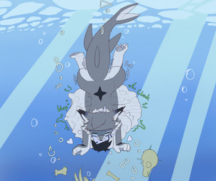 ambiguous_gender anthro bone bones_in_stomach digestion fatal_vore male male_pred skull solo vore weight_gain accadurosoce aquatic fish shark digital_media_(artwork) hi_res