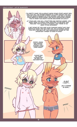 age_difference anthro bell bell_collar blue_eyes blush clothed clothed_female clothed_male clothing collar dialogue female fur genitals group hair humanoid_genitalia humanoid_penis loli male mostly_nude nipples no_bra older_female on_display penis presenting public public_nudity sex_education shota student teacher teacher_and_student text trio underwear young young_anthro bunnybits conditional_dnp diana_(unchainedmonkey) sasha_(bunnybits) lagomorph leporid mammal rabbit 2019 absurd_res comic digital_media_(artwork) english_text hi_res letterbox