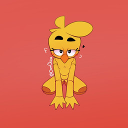 anthro aroused beak blush blush_lines censored_genitalia censored_vulva female kneeling looking_at_viewer machine nude solo yellow_body owochica five_nights_at_freddy's scottgames chica_(fnaf) animatronic avian bird chicken galliform phasianid robot robot_anthro 1:1 censored hi_res