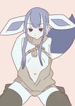 anthro anthrofied backwards_virgin_killer_sweater bangs blue_body blue_fur blue_hair clothed clothing ears_down female female_anthro flat_chested fur hair kemono kneeling legwear looking_at_viewer navel pivoted_ears pokemorph simple_background solo stockings sweater topwear unimpressed virgin_killer_sweater mikeyama meme_clothing nintendo pokemon eeveelution generation_4_pokemon glaceon mammal pokemon_(species) hi_res meme