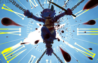 backlighting blood blood_spray bodily_fluids bound chain clear_sky clock death excessive_blood female light low-angle_view self-harm sky stab_wound stabbed_heart suicide worm's-eye_view di-fl kobold scalie 14:9 hi_res lighting painting_(artwork) trans_(lore) trans_woman_(lore)