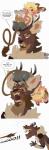 anthro antlers dialogue duo facial_hair fangs horn male size_difference speech_bubble teeth text conditional_dnp xnirox frikk_(character) ragnar_(xnirox) deer degu mammal octodontid rodent absurd_res comic english_text hi_res