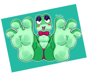 3_toes anthro bedroom_eyes black_eyelids blush bow_tie clothing countershade_feet countershade_snout countershade_torso countershading feet female foot_fetish foot_focus glistening glistening_feet green_body looking_at_viewer narrowed_eyes open_mouth panties pink_bow_tie pink_clothing pink_panties pink_underwear seductive simple_background sitting smile snout solo spread_legs spreading toes underwear solstings glitch_productions the_amazing_digital_circus ribbit_(tadc) amphibian frog hi_res